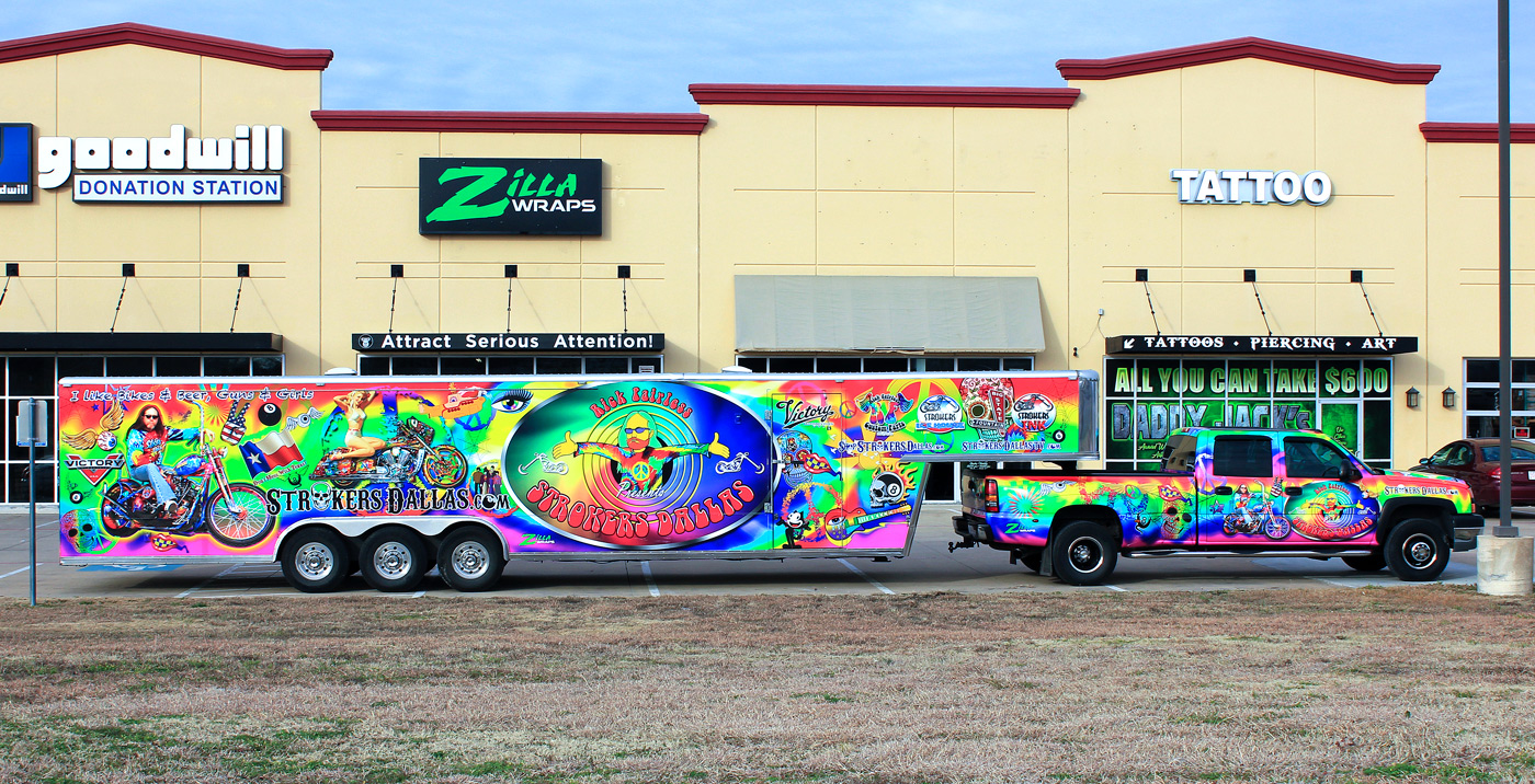 Zilla Wraps Strokers Dallas Trailer Wrap