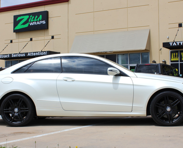 Satin Pearl White Mercedes E350 Car Wrap Zilla Wraps